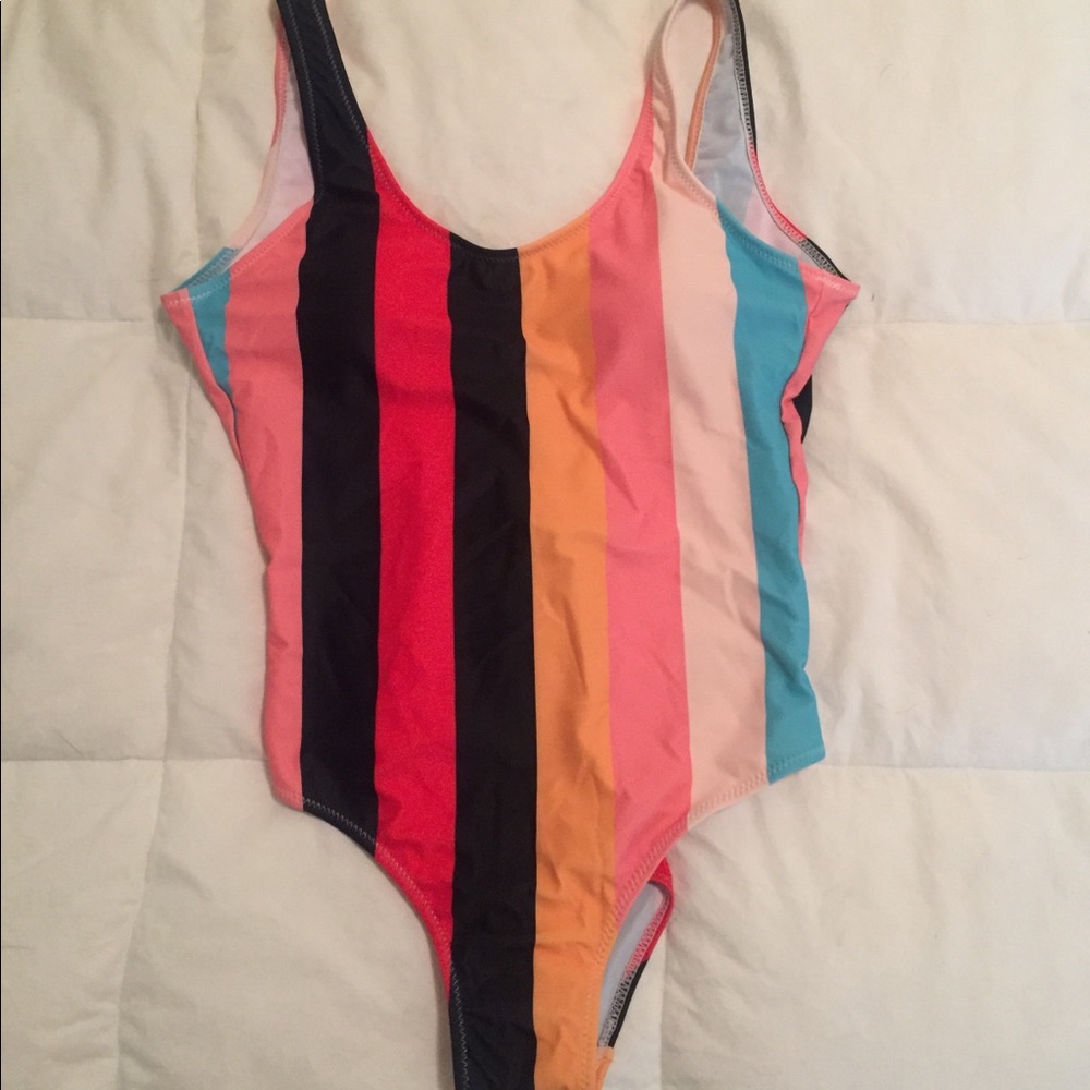 Brand New Striped One-Piece Bating Suit!